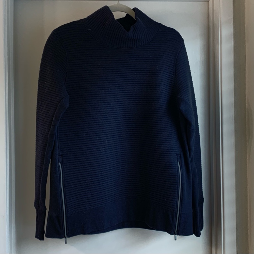 All In Motion Women's Black Quilted Ribbed Knit Pullover Sweater Size L